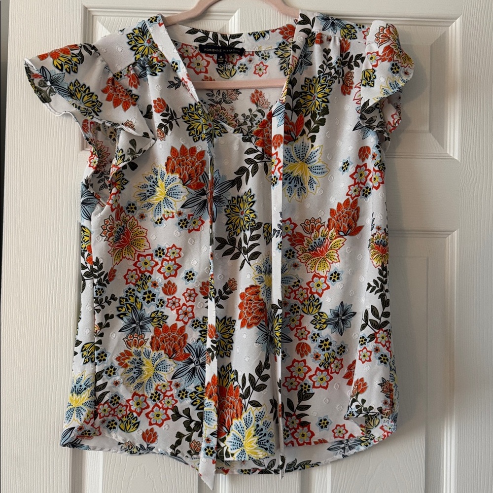 Adrienne Vittadini Floral V-Neck Blouse